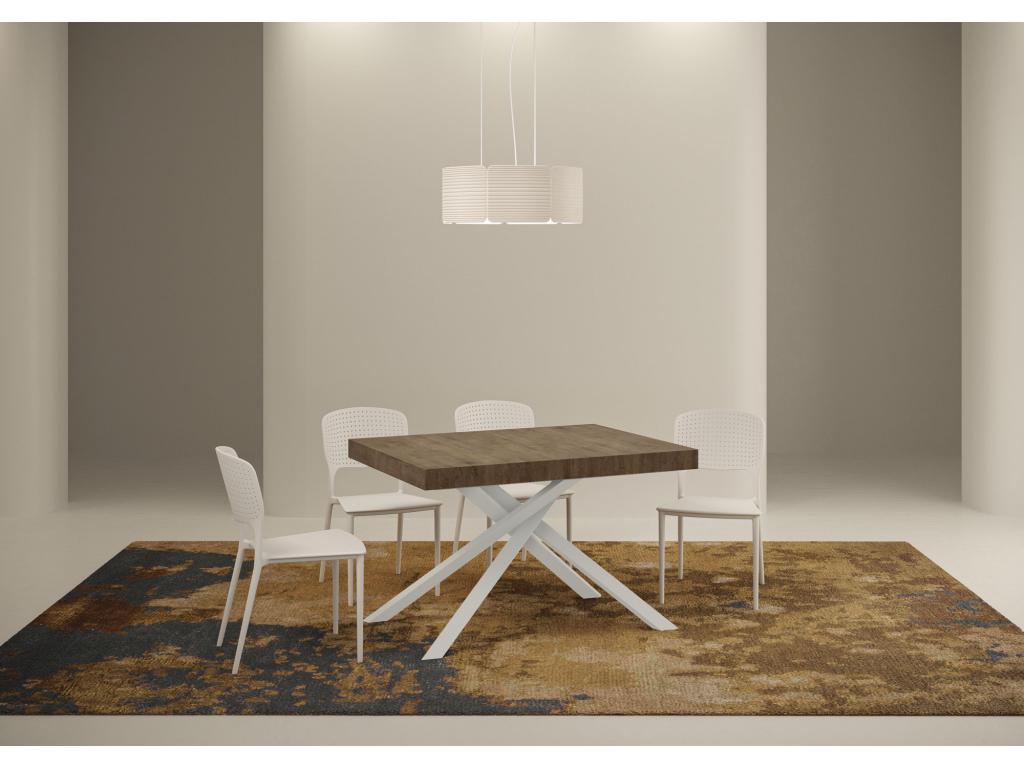 Table extensible 90x130/390 cm Karida noyer pieds blanc 92275WHDE