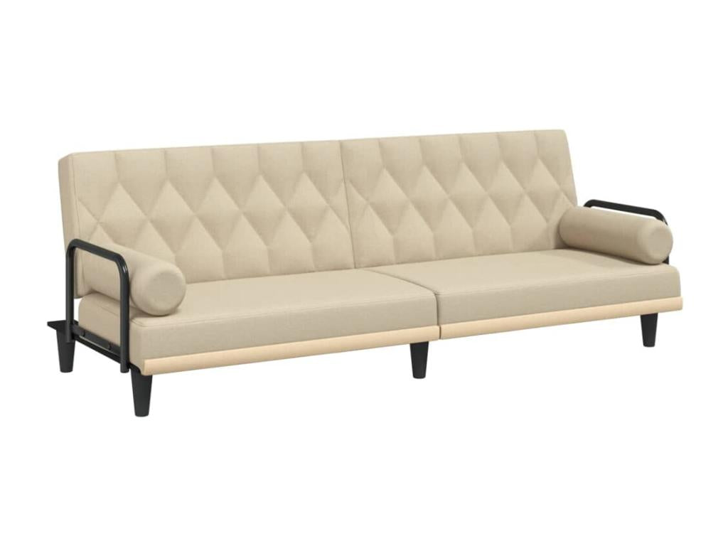 Canapé-lit avec accoudoirs crème tissu