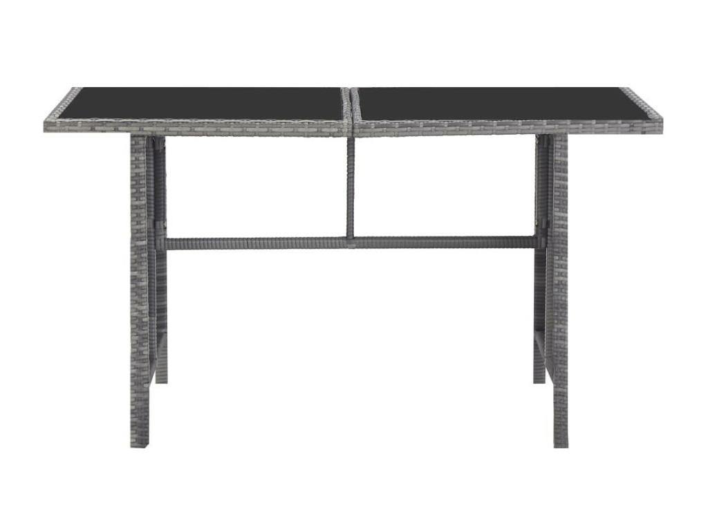 Mobilier à dîner de jardin 5pcs et coussins Résine tressée Gris