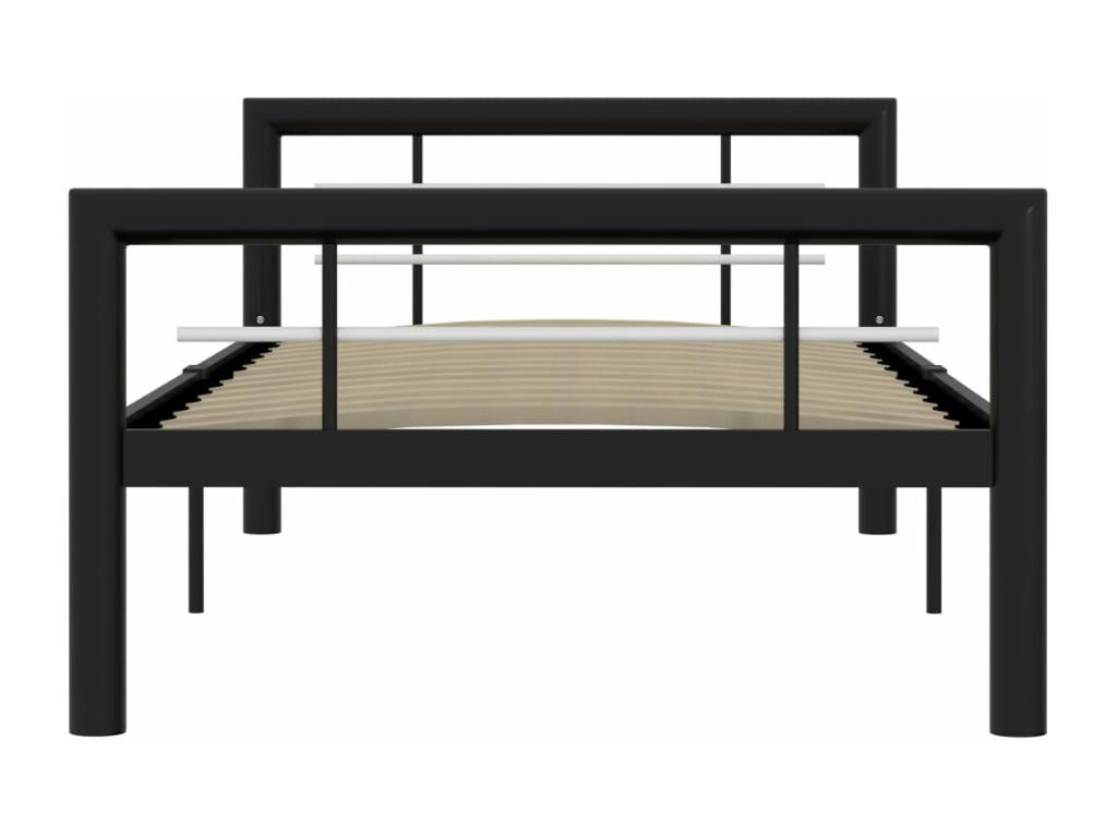 Cadre de lit sans matelas noir et blanc métal 90x200 cm