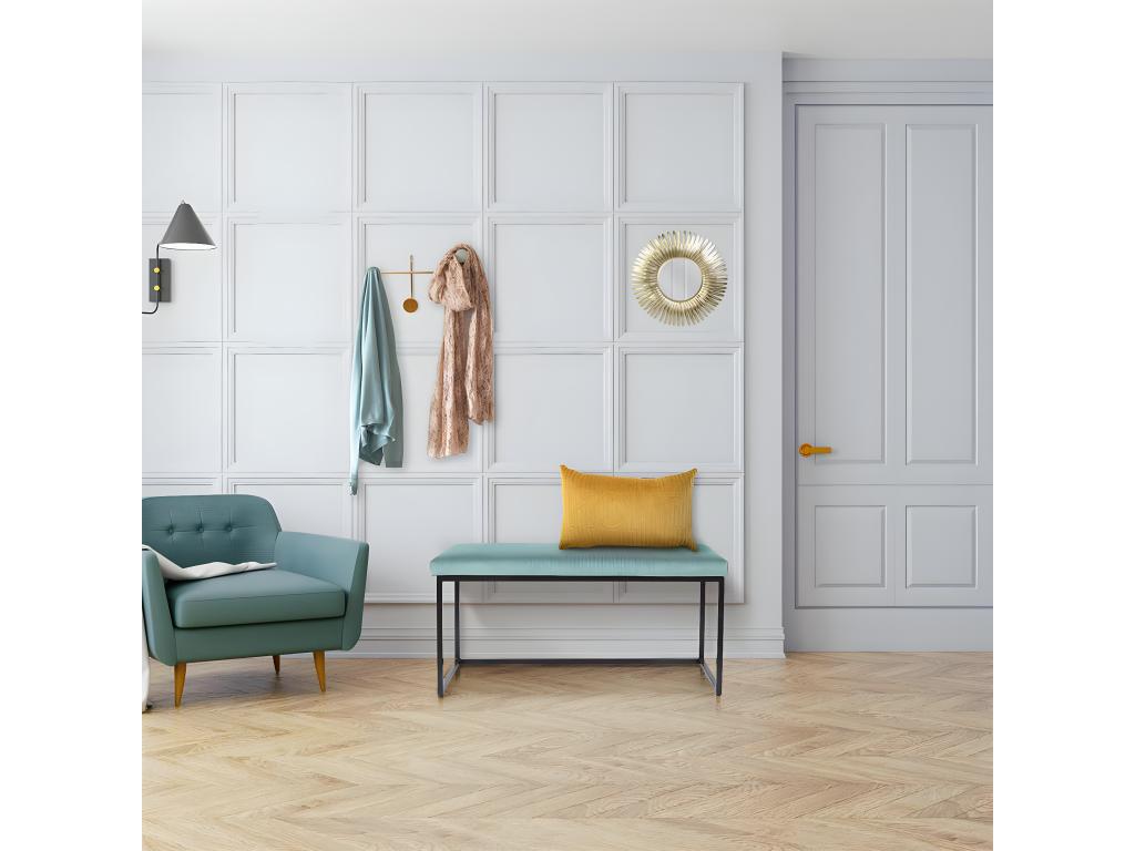 Delimoa - Banc avec Assise Velours Côtelé Bleu Canard 30524ZDJJ