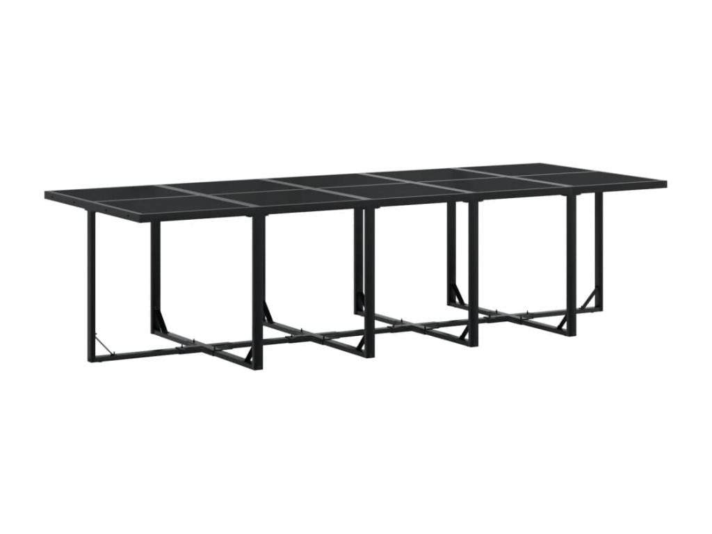 Ensemble à manger de jardin avec coussins 17 pièces noir textile