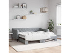 Lit de jour avec lit gigogne gris clair 90x190 cm tissu