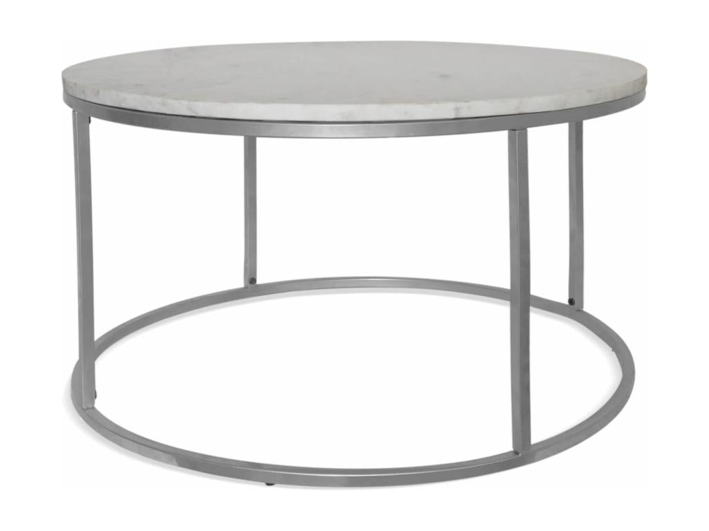 Table basse Design Homelumière 70 cm Argent / Blanc