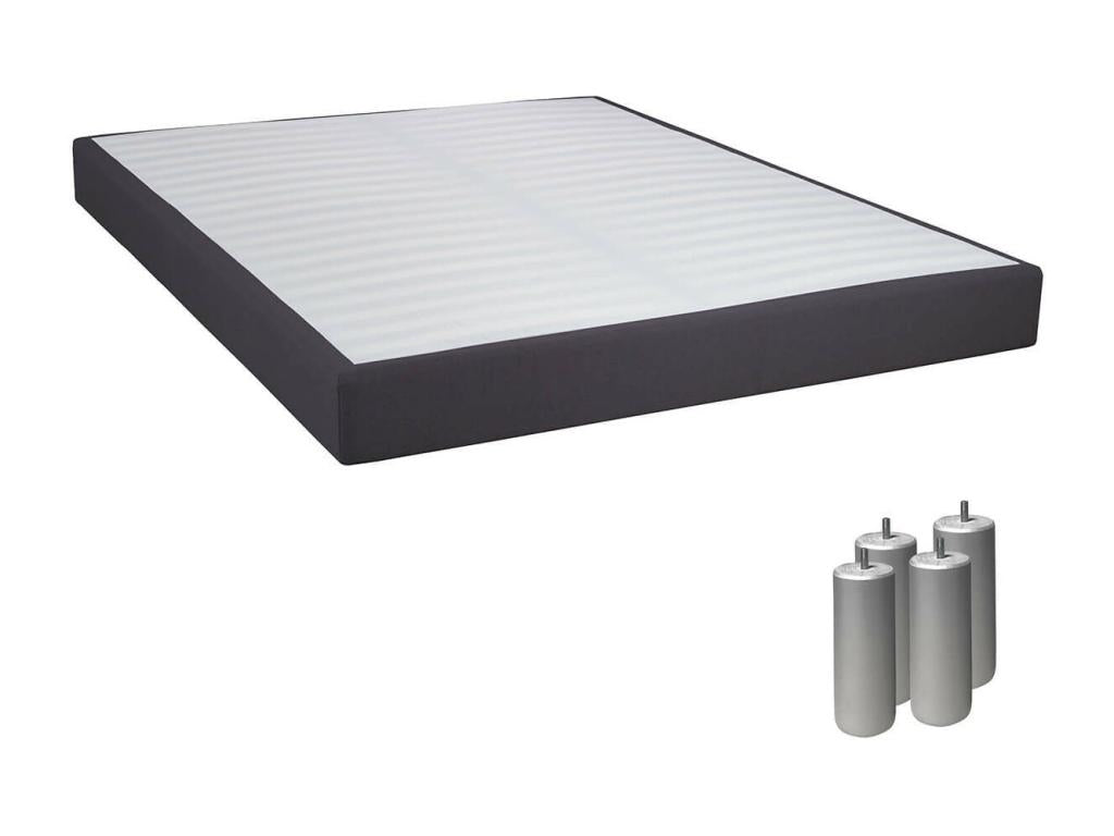 Homelumiere - Sommier Tapissier Démontable 2x20 Homelumiere 140x190cm Anthracite Pieds Argent 15cm