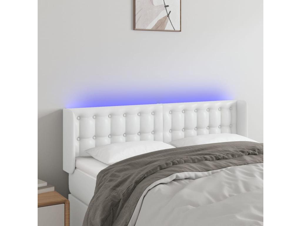 Tête de lit à LED Blanc 147x16x78/88 cm Similicuir