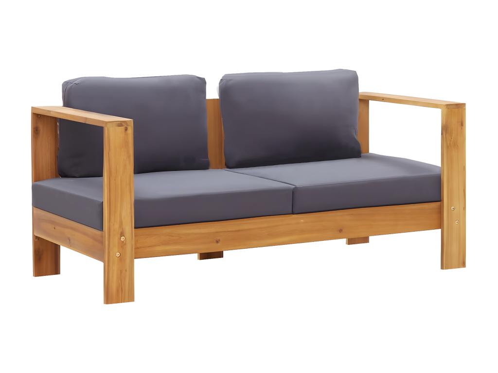 Banc de jardin avec coussins 140 cm Bois d'Homelumiere solide Gris