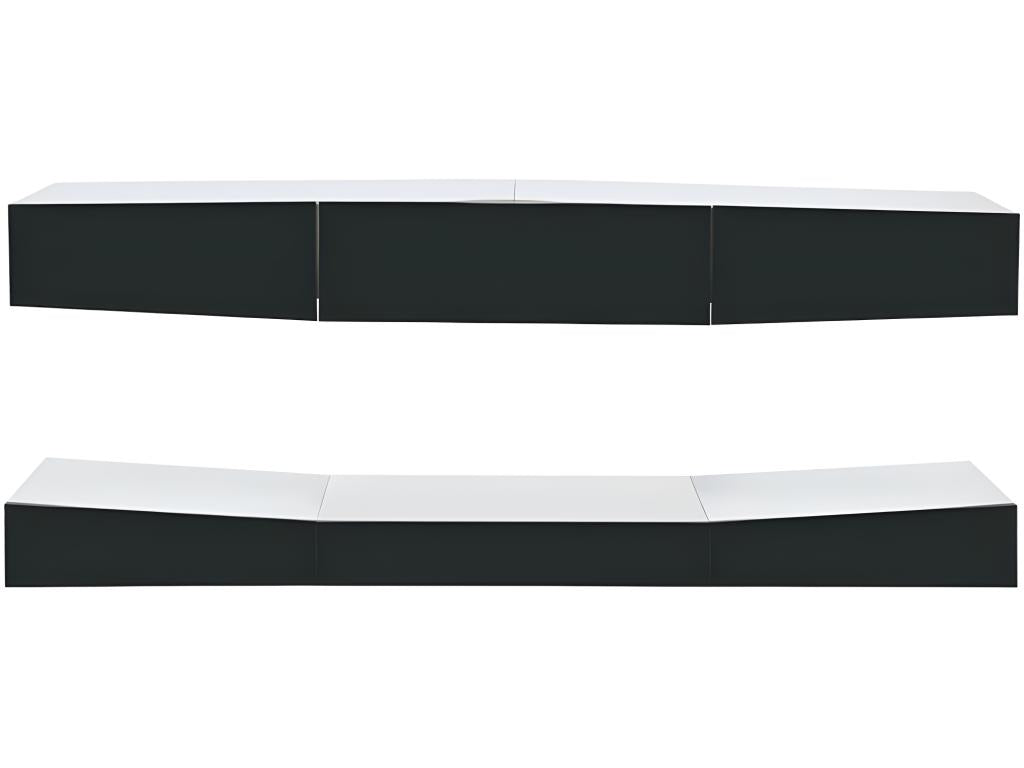 Meuble TV suspendu 180cm avec LED - 3 tiroirs - Noir
