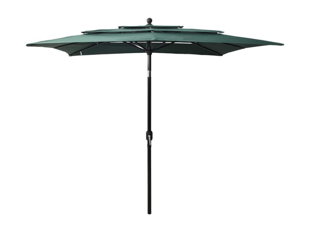Parasol à 3 niveaux avec mât en aluminium Vert 2,5x2,5 m
