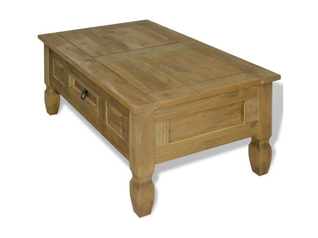 Table basse pin massif naturel Mexica