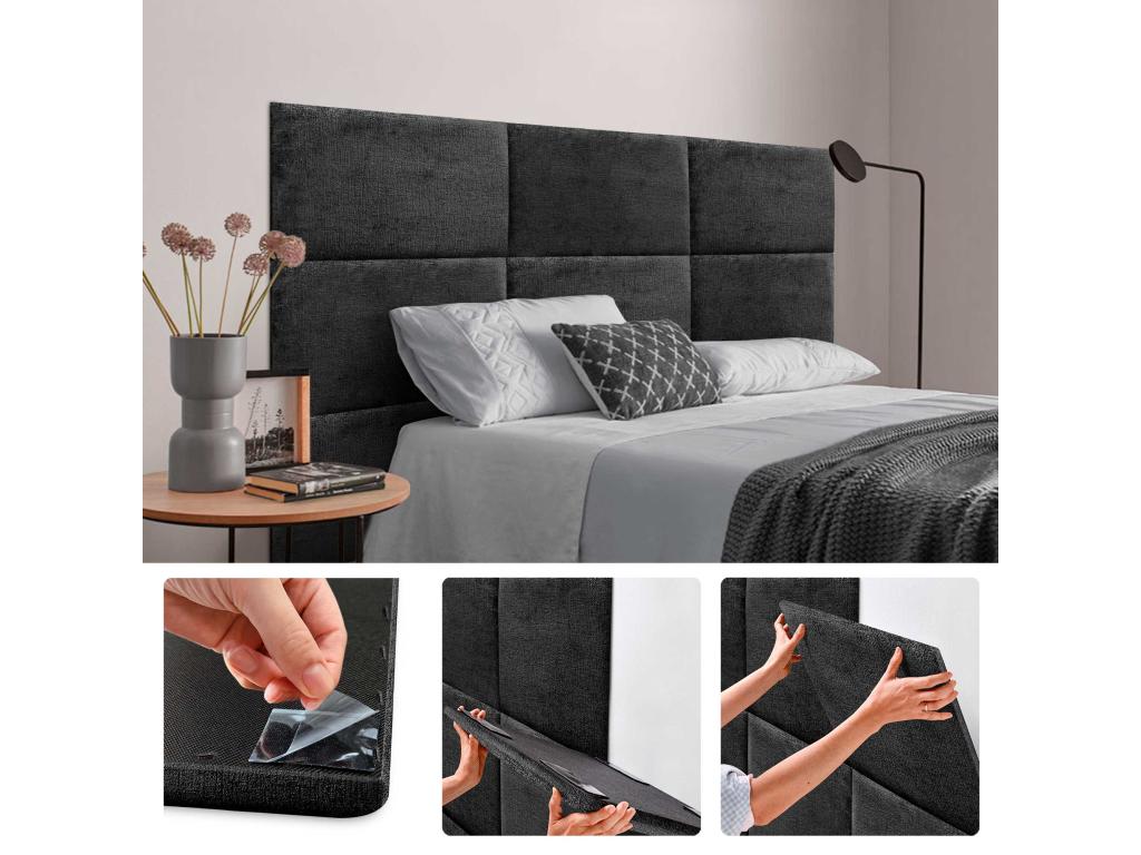 Homelumiere Panneaux muraux acoustiques autocollants laine écologiqueabsorbantantichoctêtes de litdécoration noir50x30cm