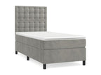 Lit à sommier tapissier et matelas Gris clair 90x190 Velours