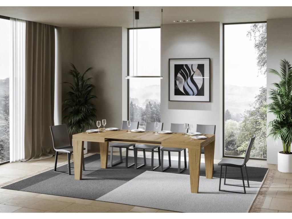 Table extensible 90x140/244 cm Homelumiere Chêne Nature