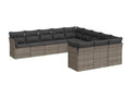 Salon de jardin 11 pièces avec coussins gris résine tressée