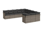 Salon de jardin 11 pièces avec coussins gris résine tressée