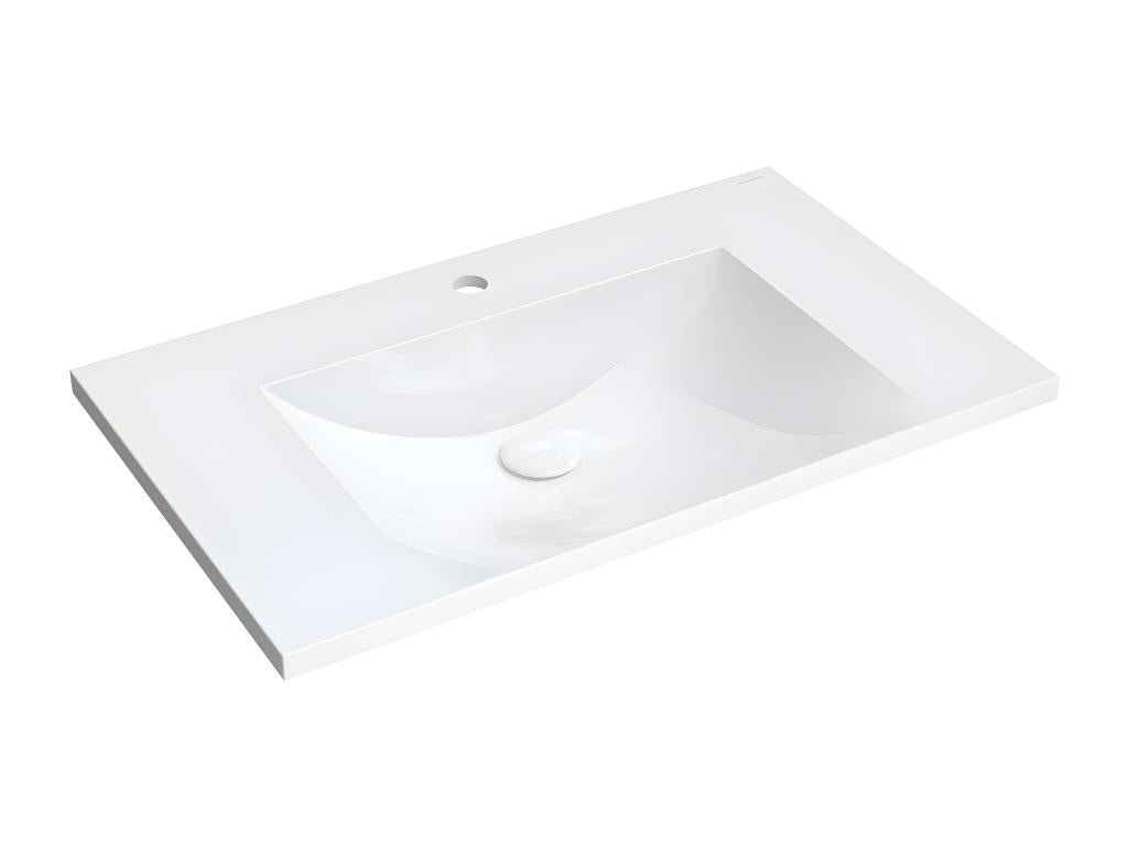 Vasque 76x46 cm blanc brillant bonde de vidage inclus