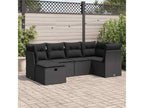Salon de jardin 6 pièces avec coussins noir résine tressée