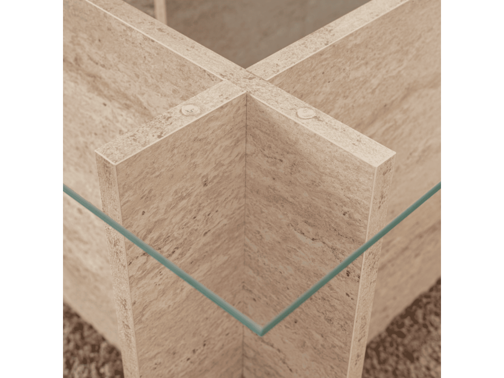 Table basse avec plateau en verre L105 cm - Homelumiere