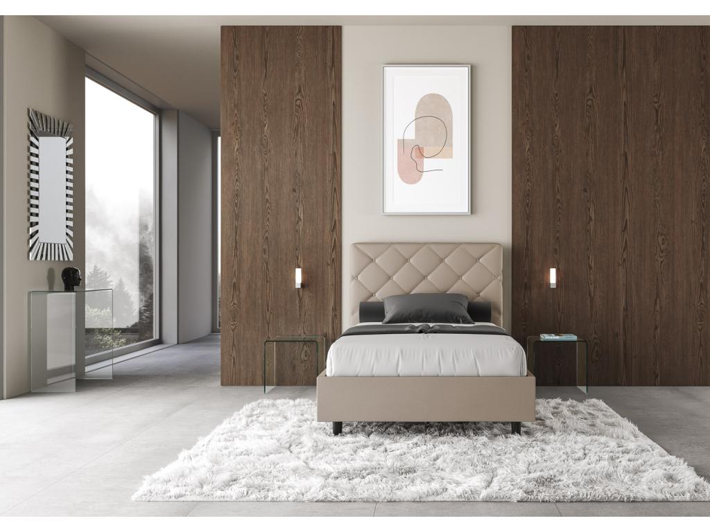 Lit avec sommier rembourrée 140x200 similicuir Homelumiere