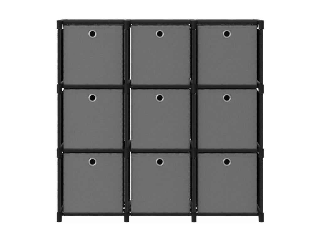Etagère à 9 cubes avec boîtes Noir 103x30x107.5 cm Tissu 70553PLGJ