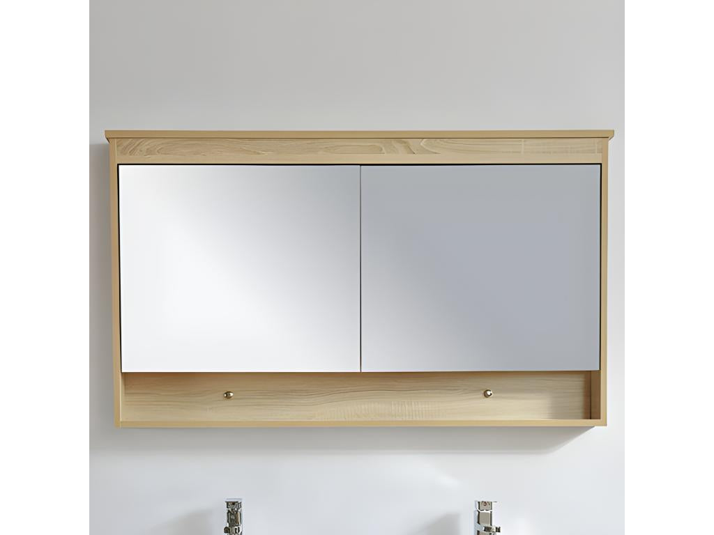 Armoire de toilette bloc-miroir 120 cm Homelumiere finition mélaminé chêne 114 cm