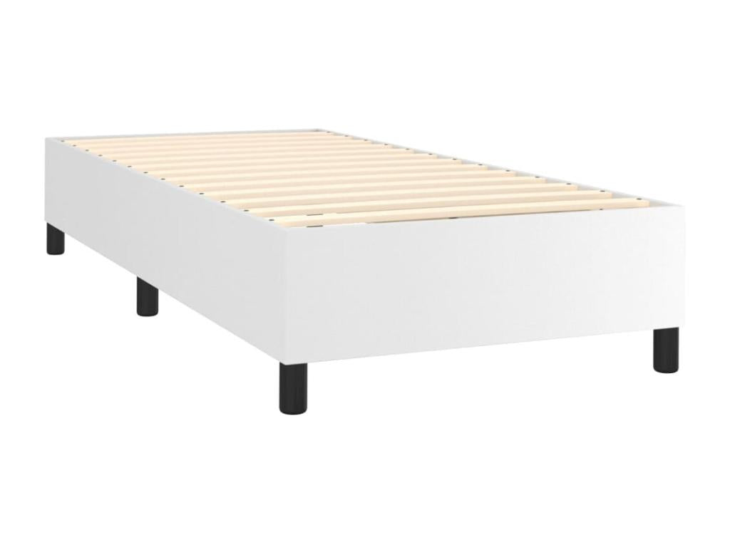 Sommier à Homelumiere de lit avec matelas Blanc 90x200 Similicuir