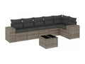 Salon de jardin avec coussins 7 pcs gris résine tressée