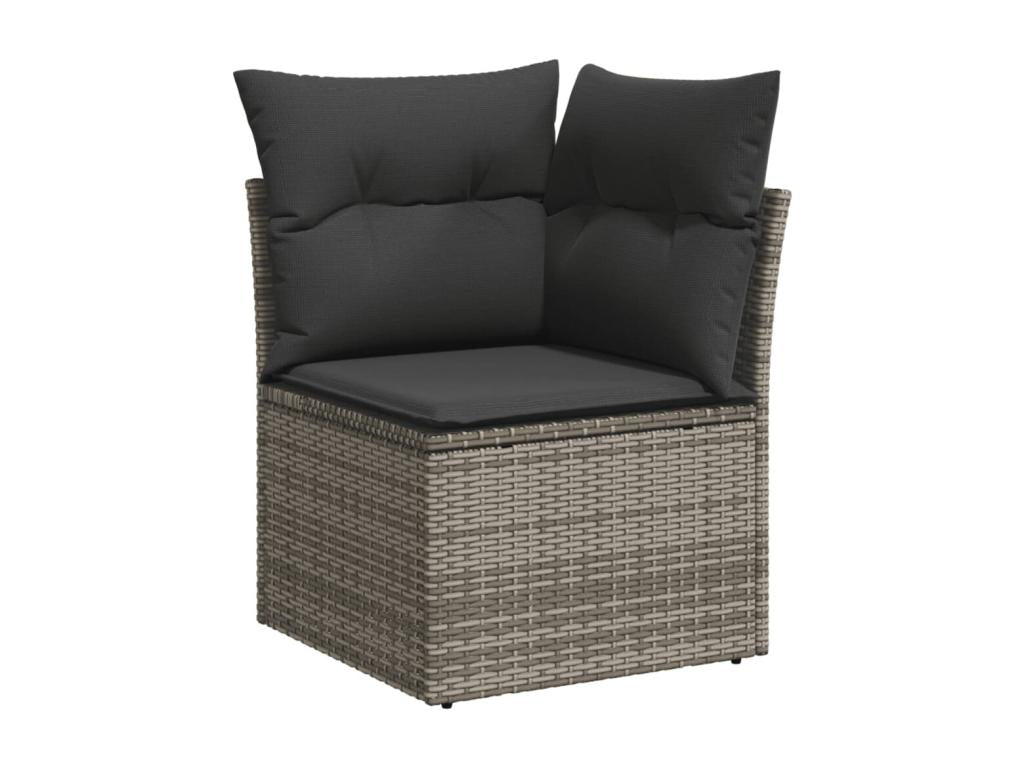 Salon de jardin 5 pcs avec coussins gris résine tressée