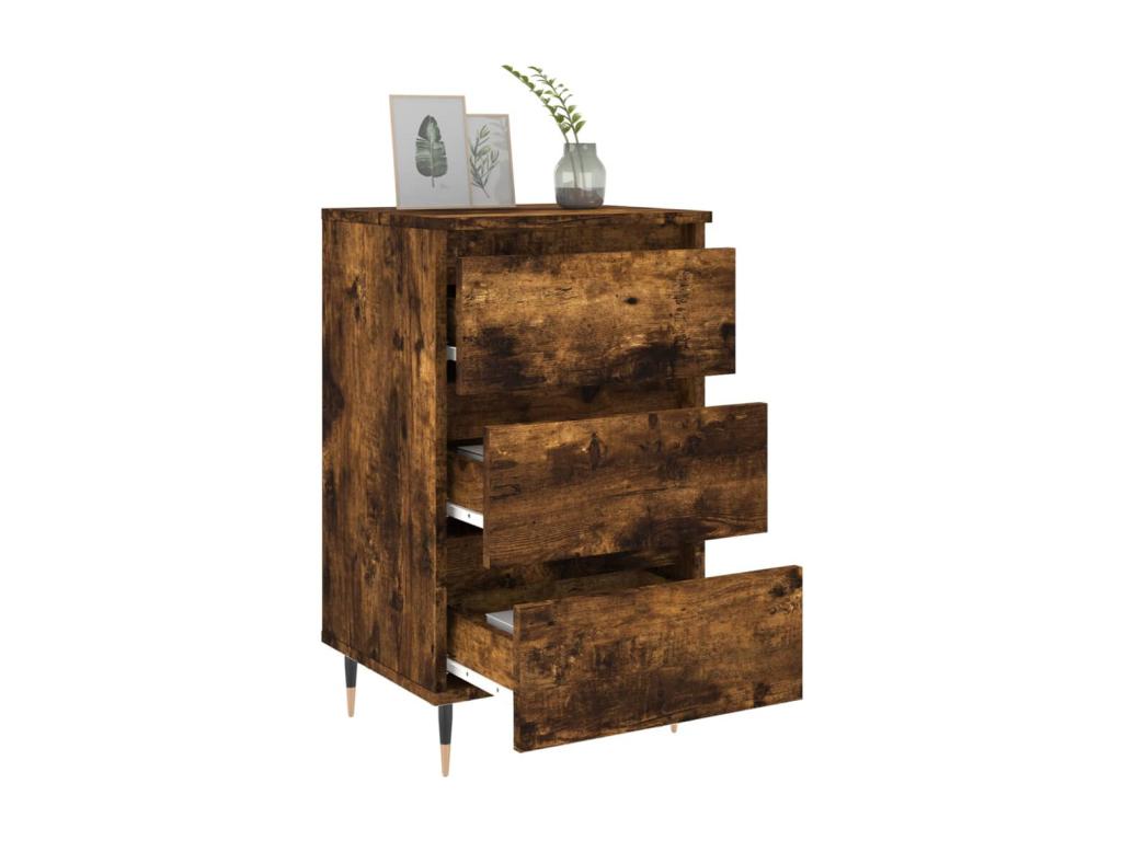 Table de chevet chêne fumé 40x35x69 cm bois d'ingénierie