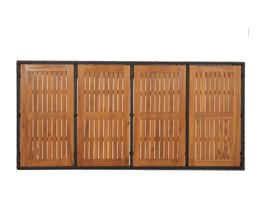 Mobilier à dîner de jardin 9 pièces et coussins noir résine tressée