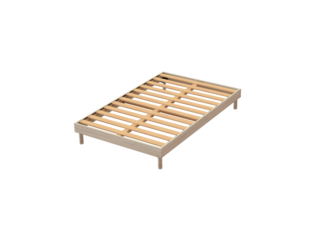 Ensemble Matelas mousse ECO - 140x190cm et 2 Oreillers 50x70 - mousse et Sommier Homelumiere couleur chêne