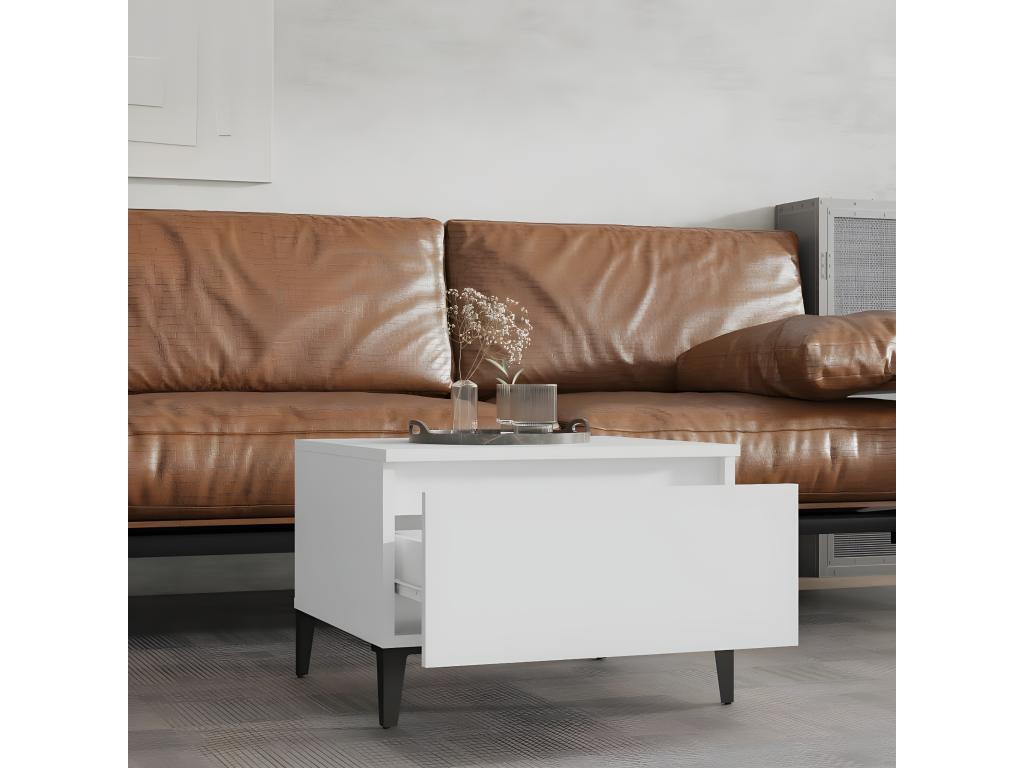 Table d'appoint Blanc 50x46x35 Bois d'ingénierie