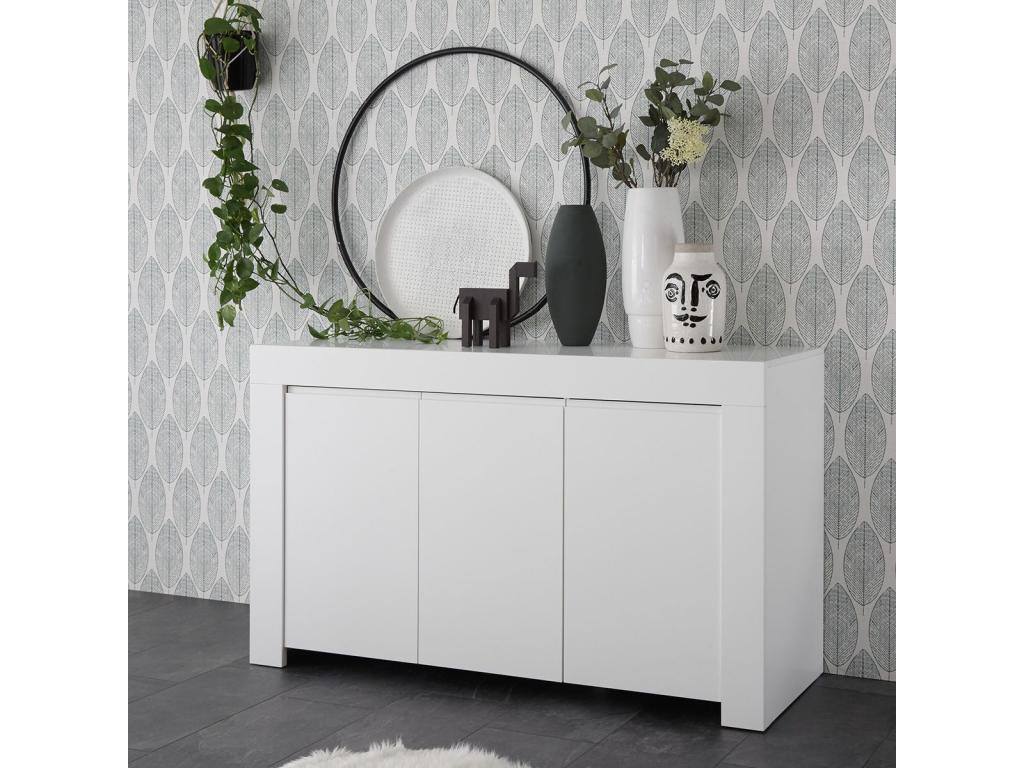 Homelumiere - Buffet 3 Portes Blanc Finition Mat