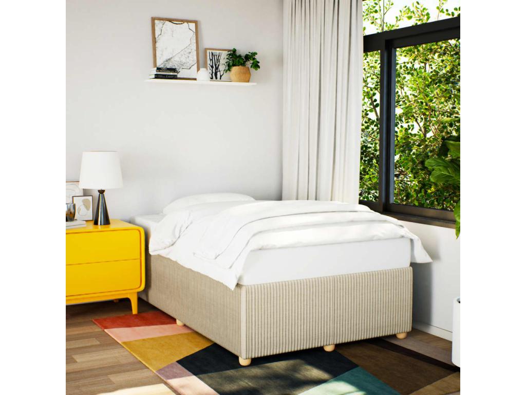 Cadre de lit crème 120x190 cm tissu