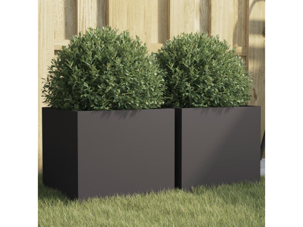 Jardinières 2 pcs noir 32x30x29 acier laminé à froid