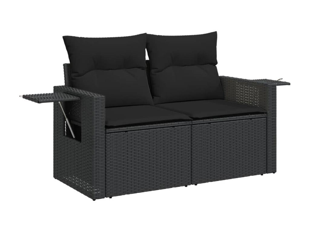 Salon de jardin 6 pièces avec coussins noir résine tressée 20482LDYO