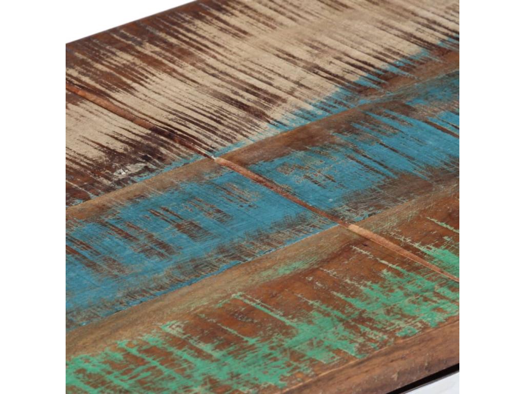 Table console argenté acier inoxydable-bois massif récupération