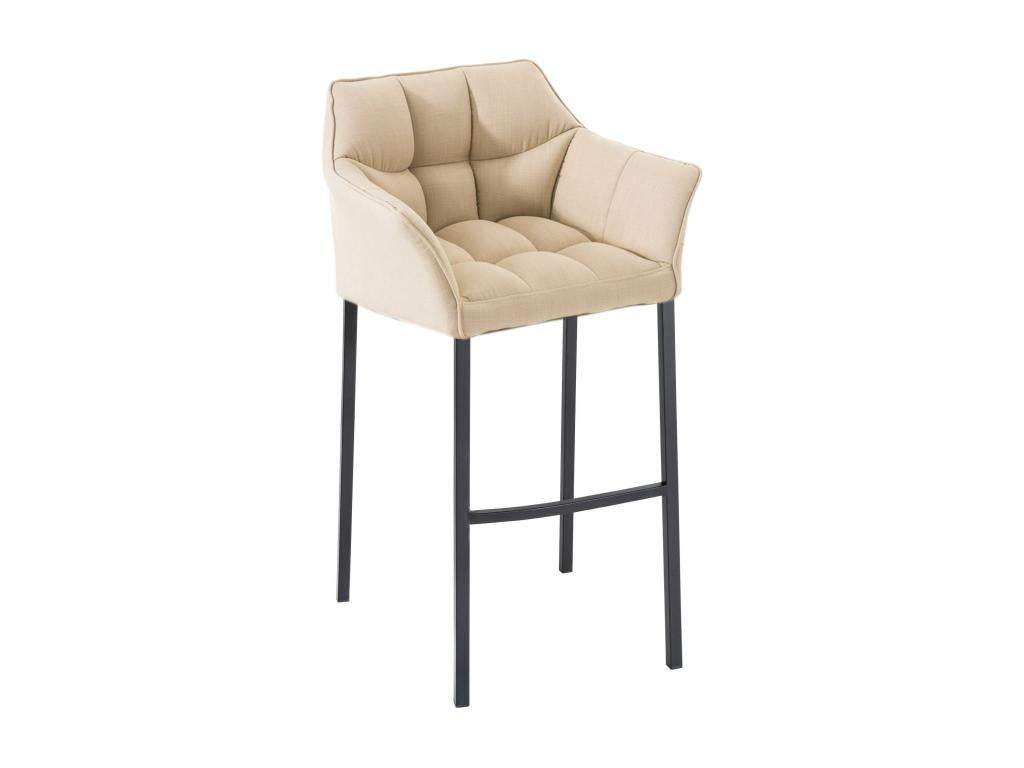 Tabouret de bar - Tissu / Métal - Crème - Homelumiere