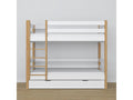 Lit superposé en bois - avec tiroir pour matelas N01 Blanc / Chêne Naturel 90x190 52720HSGS