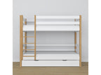 Lit superposé en bois - avec tiroir pour matelas N01 Blanc / Chêne Naturel 90x190 52720HSGS