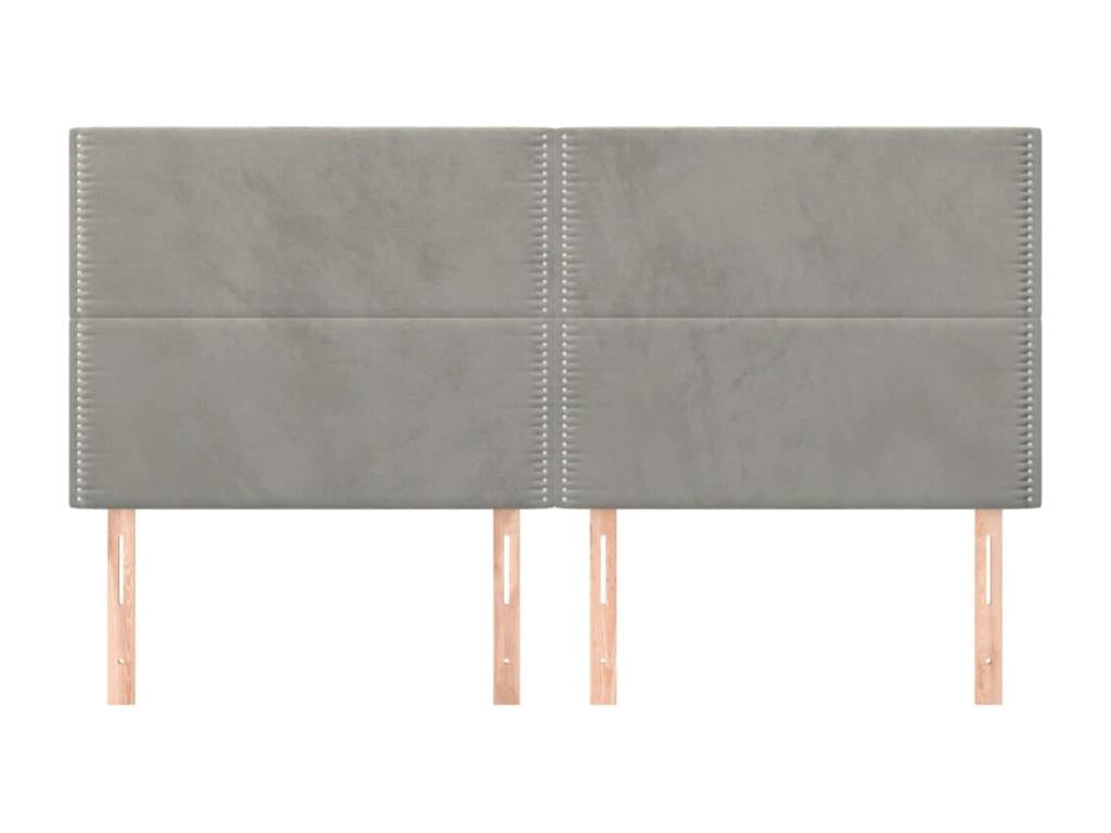 Têtes de lit 4 pcs Gris clair 80x5x78/88 cm Velours