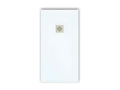 Receveur de douche 100x180 cm extra plat PURE en résine surface ardoisée blanc Grille inox
