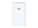 Receveur de douche 100x180 cm extra plat PURE en résine surface ardoisée blanc Grille inox