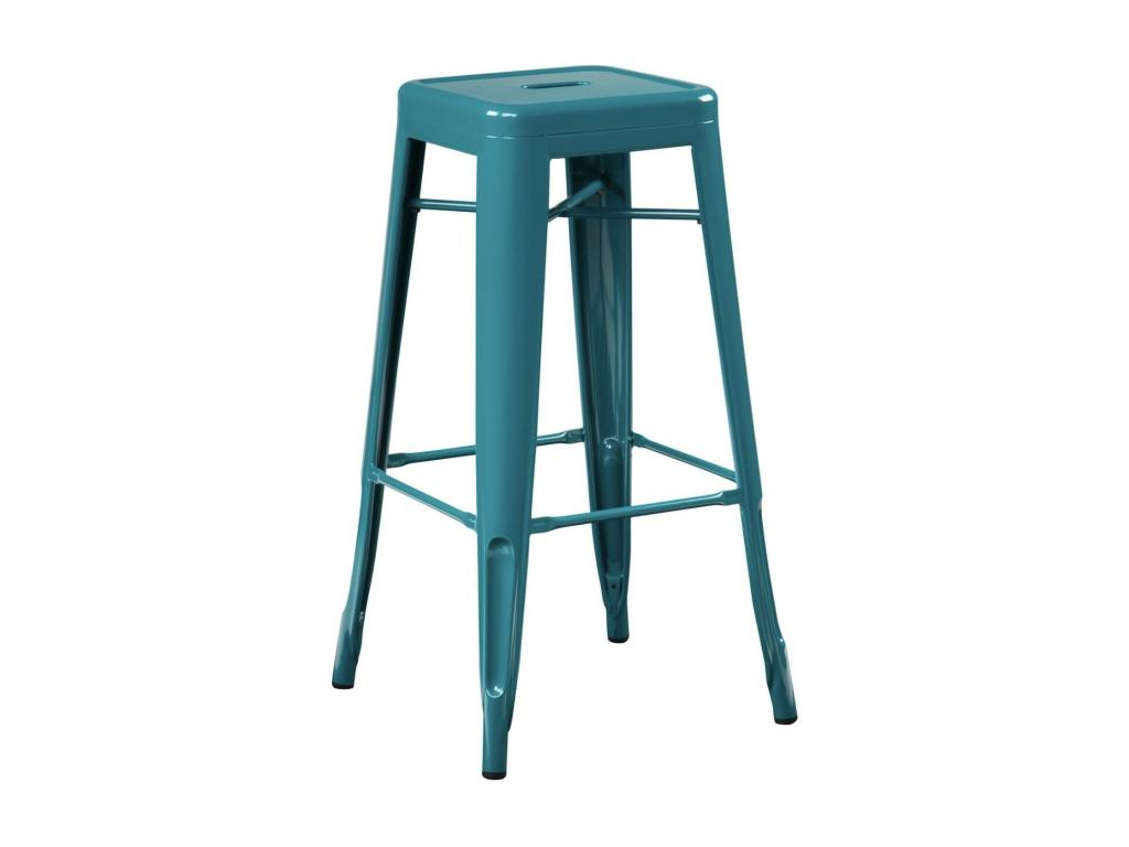 Tabouret 65cm Homelumiere en acier brillant - Design industriel et élégant-Couleur Bleu canard