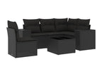 Salon de jardin 6 pcs avec coussins noir résine tressée