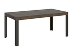 Table extensible bois avec 4 pieds bois et acier anthracite Homelumiere-Couleur Marron-Support 4 pieds-Largeur extensible 180 à 284cm