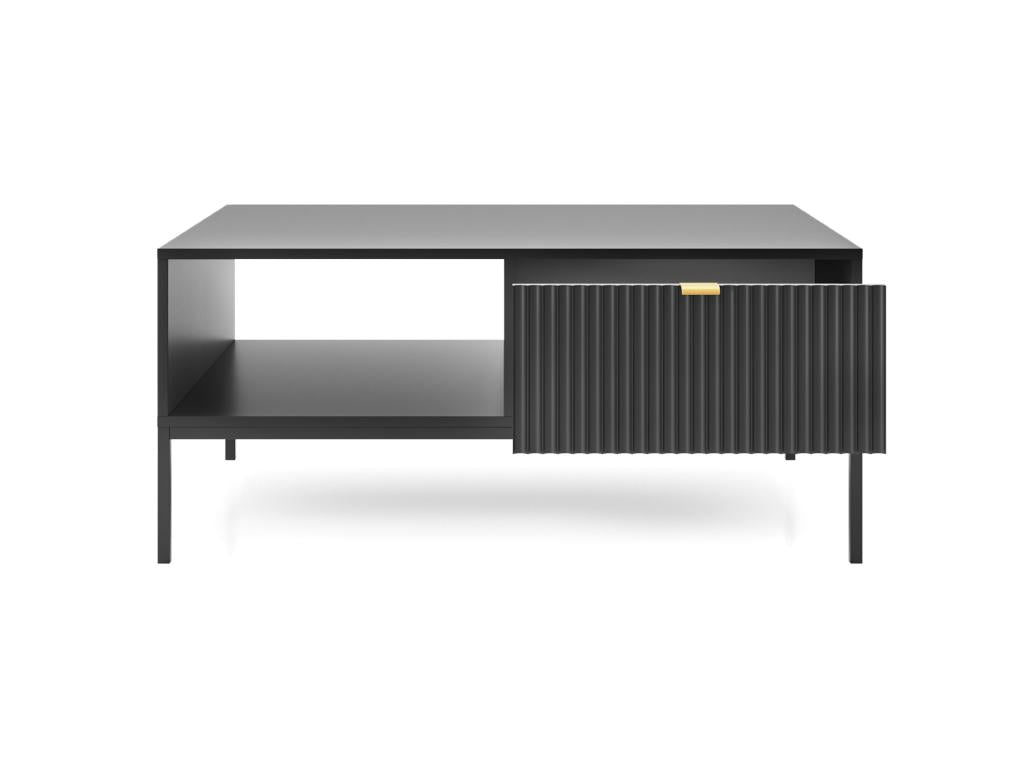 Table basse - 104x68 cm - noir avec pieds noirs - Delimoa 75157NEIF