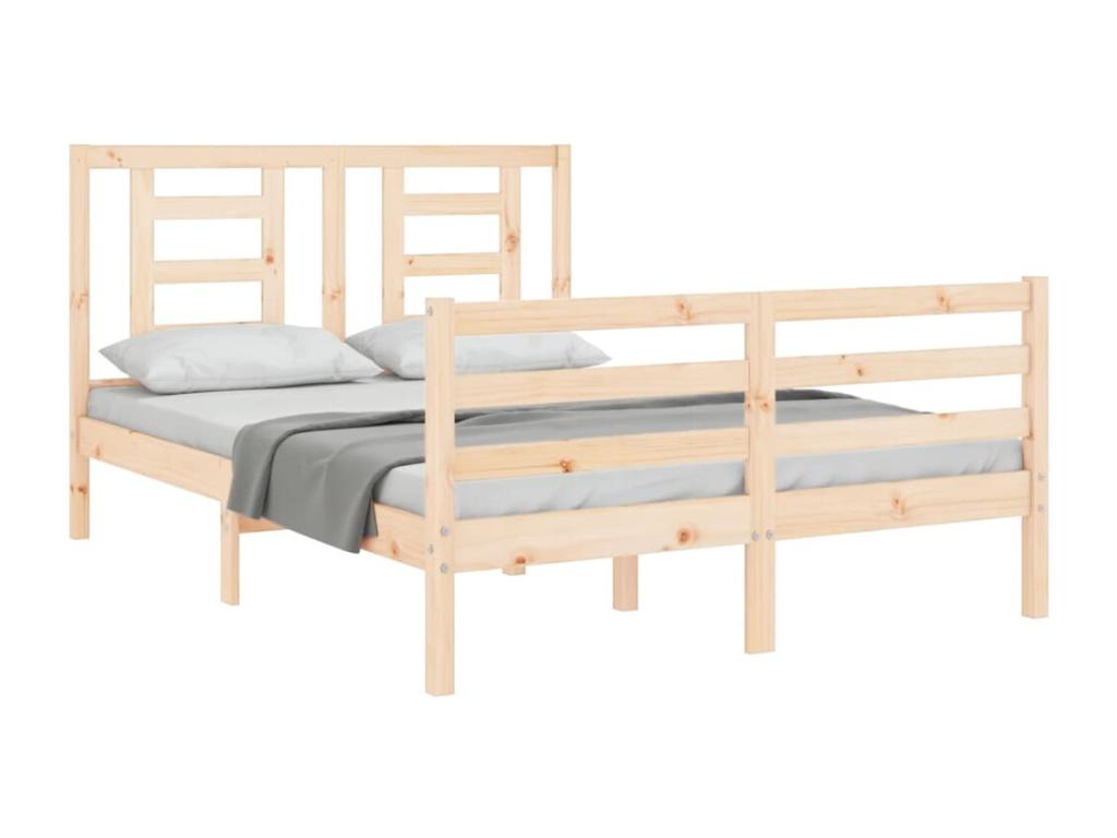 Cadre de lit avec tête de lit 140x190 bois massif
