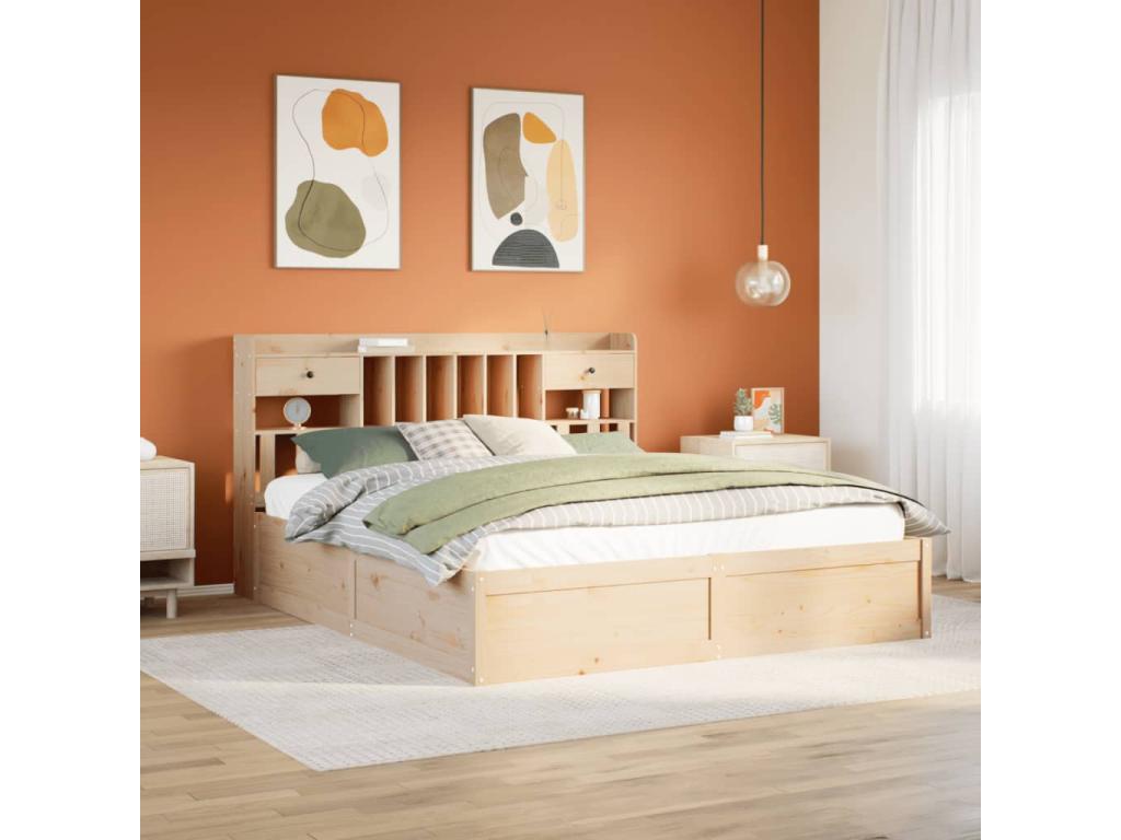 Cadre de lit sans matelas 180x200 cm bois massif de pin