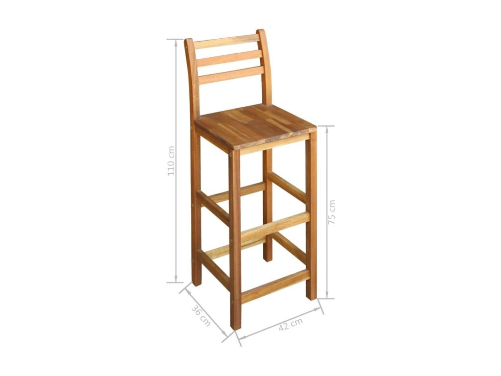 Table et chaises de bar 7 pcs Bois d'Homelumiere massif